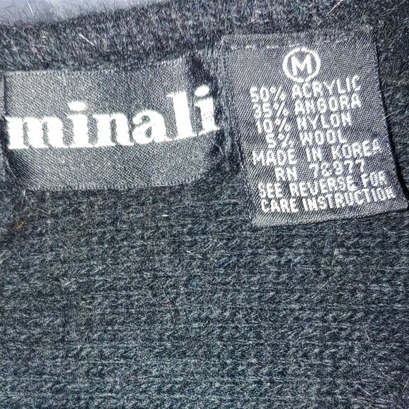 Minali Vintage Angora Wool Blend Beaded Jeweled Pullover Sweater Size M Black - Picture 4 of 5